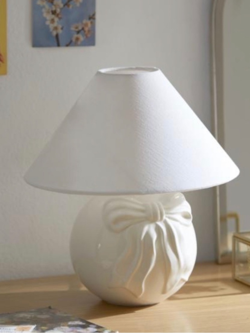 Urban Outfitters Bow Table Lamp in Ivory